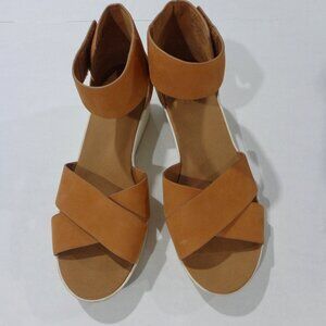 Naturalizer Women's Riviera Tan Leather‎ Wedge Sandals Shoes Size 9.5 M